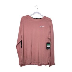 Nike Dri Fit Women Running Long Sleeve Shirt Rose Pink XL Activewear Stretch NWT
